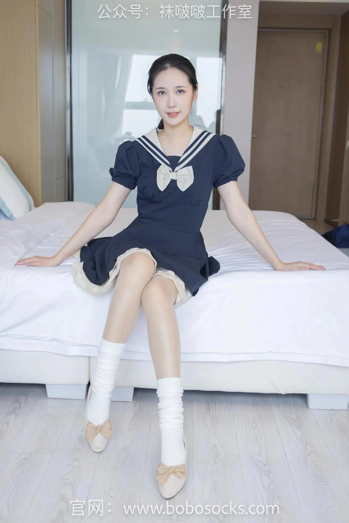 [BoBoSocks袜啵啵]NO.107 小安-平底鞋、白棉袜、肉丝 [140P]插图6